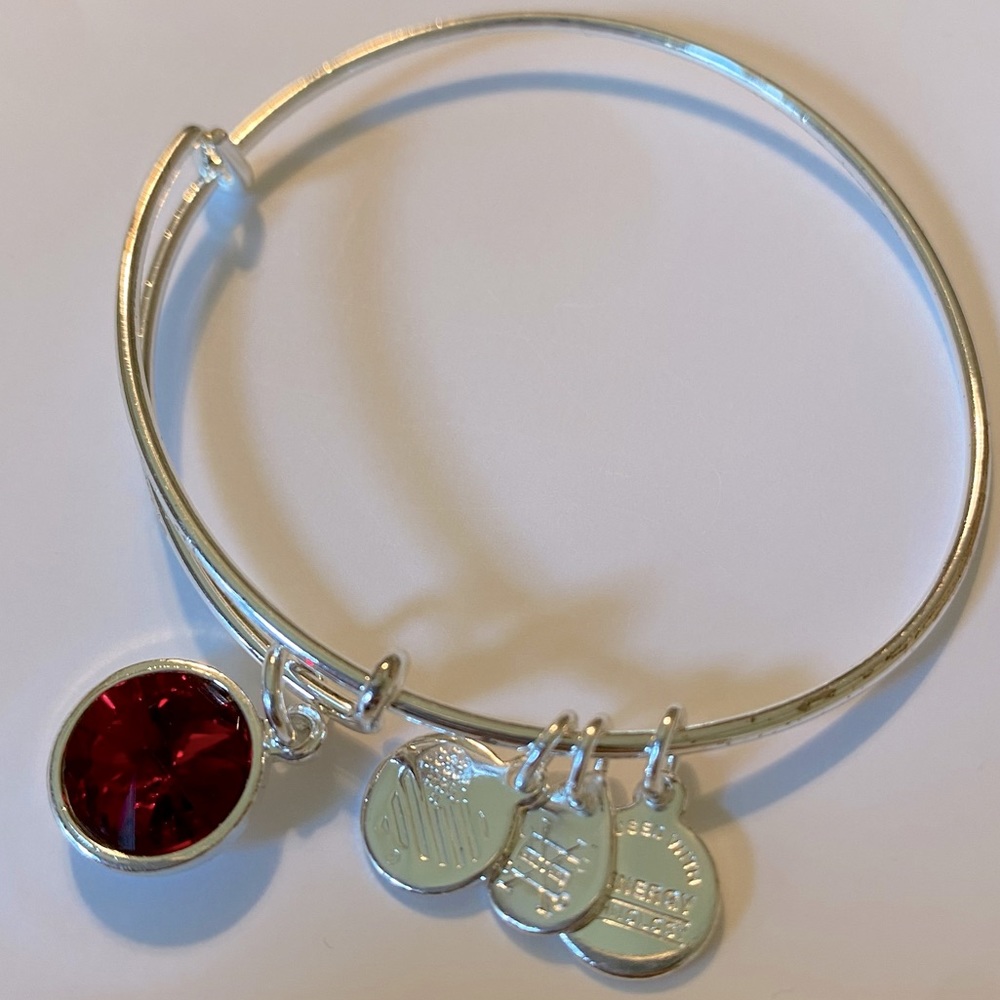 Alex and Ani Silver Scarlet Birthstone Bangle Bracelet